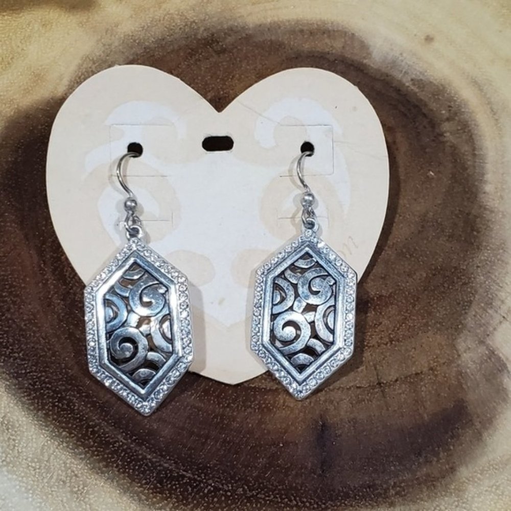 Brighton jeweled diamond swirl earrings